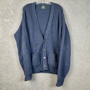 Jantzen Sweater Mens Medium Blue Cardigan Button Down V-Neck Wool Grandpa USA